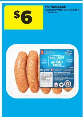 Real Canadian Superstore PC SAUSAGE, 375/500 G offer