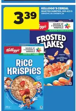 Real Canadian Superstore KELLOGG'S CEREAL, 269-435 G offer