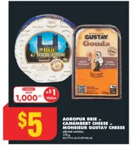 No Frills AGROPUR BRIE OR CAMEMBERT CHEESE OR MONSIEUR GUSTAV CHEESE, 170 G offer