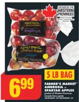 No Frills FARMER'S MARKET AMBROSIA or SPARTAN APPLES, 5 LB BAG offer