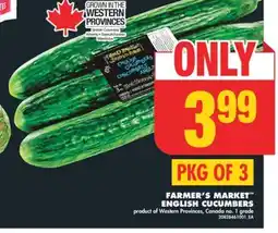 No Frills FARMER'S MARKET ENGLISH CUCUMBERS, PKG 3 offer