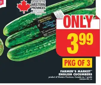 No Frills FARMER'S MARKET ENGLISH CUCUMBERS, PKG 3 offer