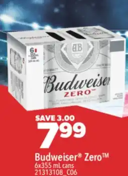 Real Canadian Superstore BUDWEISER ZERO, 6X355 ML CANS offer