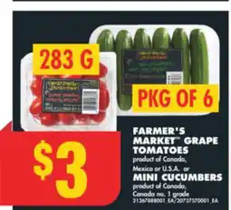 No Frills FARMER'S MARKET GRAPE TOMATOES, 283 G OR MINI CUCUMBERS, PKG OF 6 offer