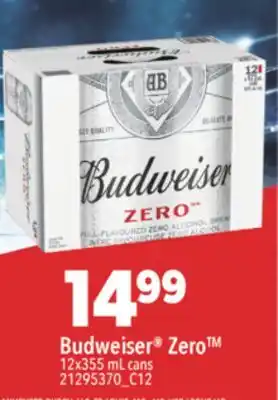 Real Canadian Superstore BUDWEISER ZERO, 12X355 ML CANS offer