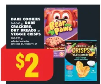 No Frills DARE COOKIES 168-360 G, DARE CRACKERS, DRY BREADS OR VEGGIE CRISPS 100-225 G offer