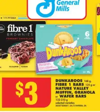 No Frills DUNKAROOS, 168 G, FIBRE 1 BARS, 125 G OR NATURE VALLEY MUFFIN, GRANOLA OR WAFER BARS, 132-210 G offer