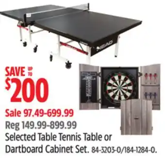 Canadian Tire Selected Table Tennis Table or Dartboard Cabinet Set offer