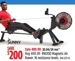 Canadian Tire Sunny Health & Fitness RW200 Magnetic Air Rower offer