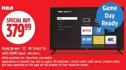 Canadian Tire RCA S55˝4K Smart TV with HDMI Input offer