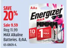 Canadian Tire Energizer MAX Alkaline Batteries offer