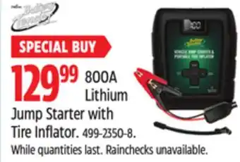 Canadian Tire Battery Tender 800A Lithium Jump Starter with Tire Inflator offer