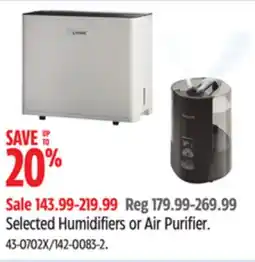 Canadian Tire Honeywell Selected Humidifiers or Air Purifier offer