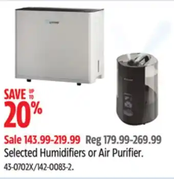 Canadian Tire Honeywell Selected Humidifiers or Air Purifier offer