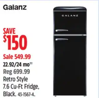 Canadian Tire Retro Style 7.6 Cu-Ft Fridge, Black offer