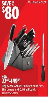 Canadian Tire Selected Knife Sets, Sharpeners and Cutting Boards offer