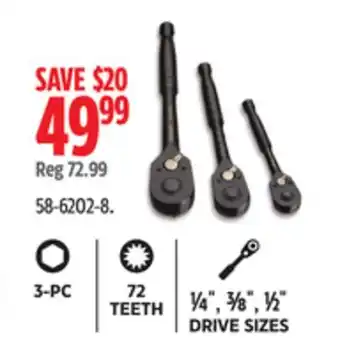 Canadian Tire Stanley 72 TEETH ¼ , ⅜ , ½ DRIVE SIZES offer