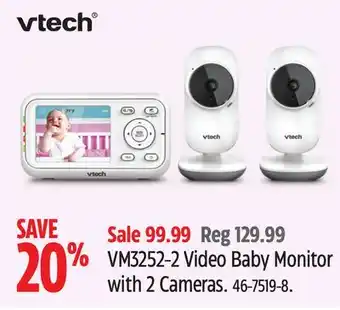 Canadian Tire VTech VM3252-2 Video Baby Monitor with 2 Cameras offer