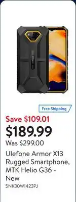 Walmart Ulefone Armor X13 Rugged Smartphone, MTK Helio G36 - New offer