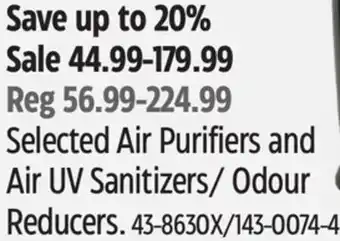 Canadian Tire Selected Air Purifiers and Air UV Sanitizers/ Odour Reducers offer