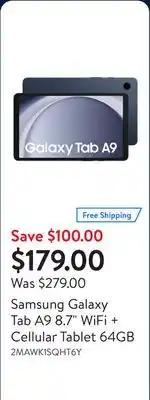 Walmart Samsung Galaxy Tab A9 8.7 WiFi + Cellular Tablet 64GB offer