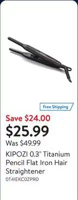 Walmart KIPOZI 0.3 Titanium Pencil Flat Iron Hair Straightener offer