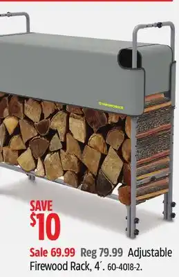 Canadian Tire Yardworks Adjustable Firewood Rack, 4' offer