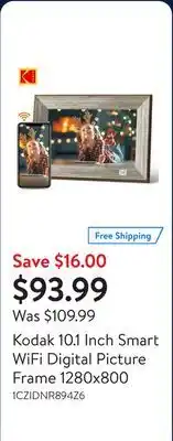 Walmart Kodak 10.1 Inch Smart WiFi Digital Picture Frame 1280x800 offer