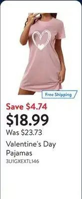 Walmart Valentine's Day Pajamas offer