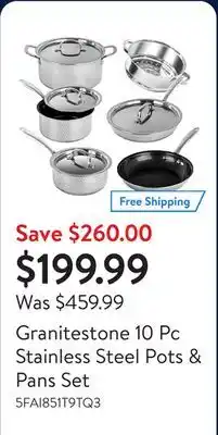 Walmart Granitestone 10 Pc Stainless Steel Pots & Pans Set offer