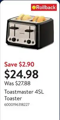 Walmart Toastmaster 4SL Toaster offer