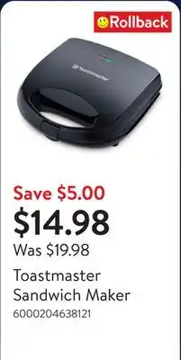 Walmart Toastmaster Sandwich Maker offer