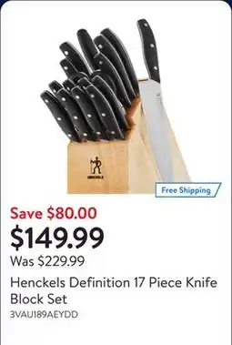 Walmart Henckels Definition 17 Piece Knife Block Set offer