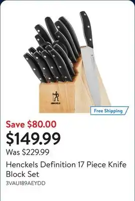 Walmart Henckels Definition 17 Piece Knife Block Set offer