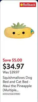 Walmart Squishmallows Dog Bed and Cat Bed - Maui the Pineapple (Multiple Sizes) offer