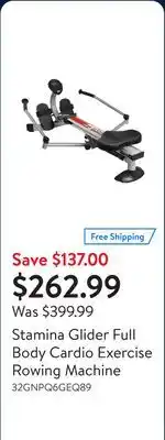 Walmart Stamina Glider Full Body Cardio Exercise Rowing Machine offer