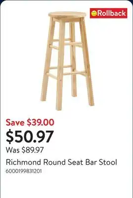 Walmart Richmond Round Seat Bar Stool offer