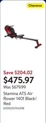 Walmart Stamina ATS Air Rower 1401 Black/Red offer