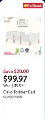 Walmart Osko Toddler Bed offer