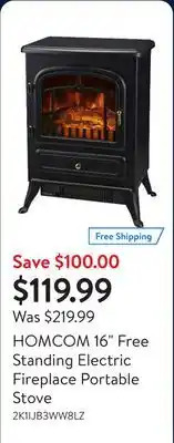 Walmart HOMCOM 16 Free Standing Electric Fireplace Portable Stove offer