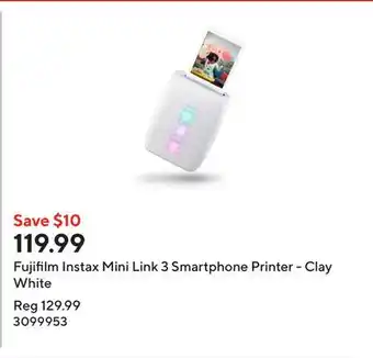 Staples Fujifilm Instax Mini Link 3 Smartphone Printer - Clay White offer