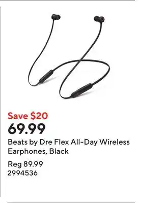 Staples Beats by Dre Flex All-Day Wireless Earphones, Black offer