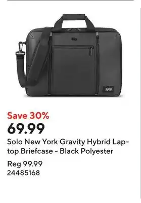 Staples Solo New York Gravity Hybrid Laptop Briefcase - Black Polyester offer