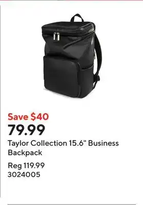 Staples Taylor Collection 15.6 Business Backpack offer