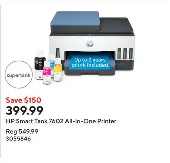 Staples HP Smart Tank 7602 All-in-One Printer offer