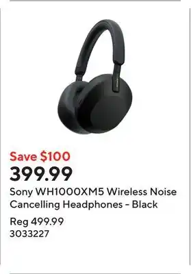 Staples Sony WH1000XM5 Wireless Noise Cancelling Headphones - Black offer