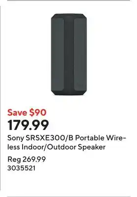 Staples Sony SRSXE300/B Portable Wireless Indoor/Outdoor Speaker offer