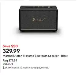 Staples Marshall Acton III Home Bluetooth Speaker - Black offer