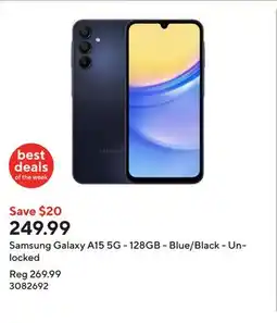 Staples Samsung Galaxy A15 5G - 128GB - Blue/Black - Unlocked offer