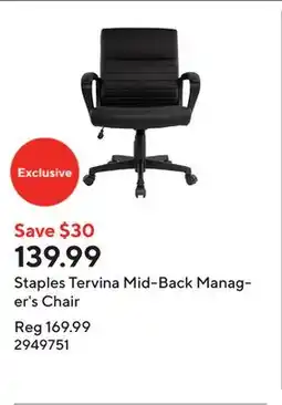 Staples Staples Tervina Mid-Back Manager's Chair offer